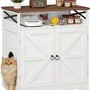 MAHANCRIS Litter Box Enclosure, Tall Cat Litter Box Furniture with Storage
