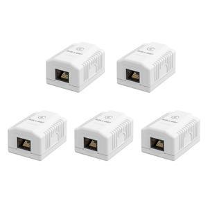 iwillink Cat6 Ethernet Surface Mount Outlet Box, 1-Port RJ45 Ethernet Wall Jack Box, 5-Pack, White