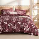 Bedsure Bed in a Bag - Reversible Flroal & Plant Pattern Printed with Comforters, Sheets, Pillowcases & Shams, 89GSM, 90x90 