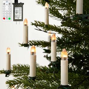 50 Pcs Christmas Flameless Candles Lights, 2025 New Candle Lights with 3 Color & 11 Mode Remote Control, 3D Flickering LED Candle String Lights for Christmas Trees, Fireplaces, Church, Wedding