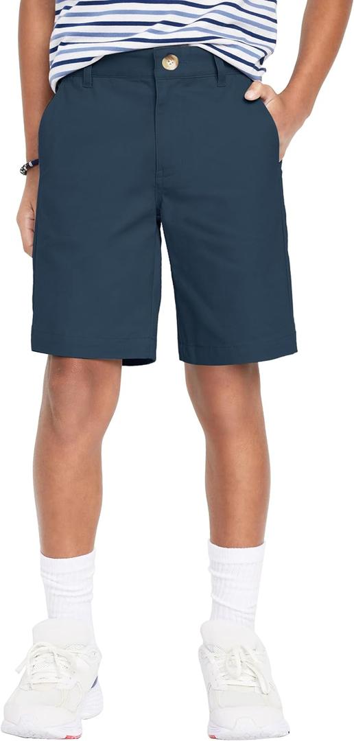 Youth Boys Golf Shorts Stretch Lightweight Kids School Uniform Clothes Flat Front Casual Khaki Hybrid Chino Dress Short (Large, Navy)