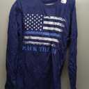 Back the Blue Thin Blue Line American Flag - Police Support Long Sleeve T-Shirt, L