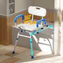 FSA/HSA Eligible Sliding Shower Chair with Extra-Wide 360 Swivel Seat, 330lbs Tub Transfer Bench, Non-Slip & Padded Arms, Adjustable Height for Elderly & Disabled Inside Shower, Rectangular
