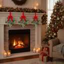 6 Pieces 9" Mini Christmas Wreaths for Kitchen Cabinet Small Christmas Candle Rings Eucalyptus Wreath Pillar Candle Rings Table Centerpieces Hanging Garlands for Front Door Window Decor (Red Berry)