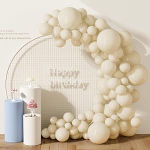 2 x DECOCKRAT 130PCS SandWhite Balloons, Latex Balloon Different Sizes 18/12/10/5 Inch, Helium Balloons with Ribbon, Party Balloon Set for Birthday Wedding Graduation Anniversary Baby Shower Decoration