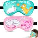 2 Pcs Sleep Mask for Kids Boys, Silk Eye Covers for Sleeping, Adjustable Strap & Light Blocking Design, Girls Children's Bedtime Blindfold for Travel and Home Use (Cute Cat)