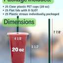 20 oz Clear Plastic Cups with Lids and STRAWS, Disposable Drinking Cups for Cold Drinks, Iced Coffee, Milkshakes, Smoothies, 25 Sets, 50 Piece Set