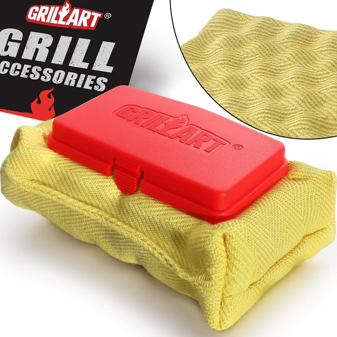 GRILLART Grill Brush Bristle Free, Replaceable BBQ Cleaning Pad (No Handle), Safe Replacement Cleaning Pad/Head for Cast Iron/Stainless Steel Grates - Red