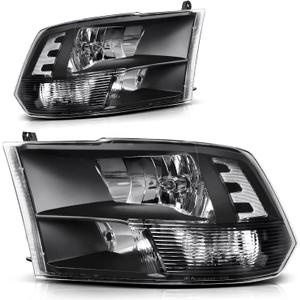 AUTOSAVER88 Headlights Assembly Compatible with 2009-2018 Dodge Ram 1500 2500 3500/2019-2022 Ram 1500 Classic Headlamp Replacement Clear Reflector Passenger and Driver Side (Only for Quad Models)