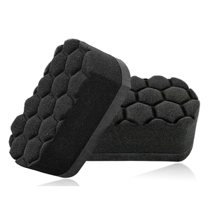 Gasedin 2 PCS Tire Waxing Applicator Pad, Easy Grip Hex Logic Tire Shine Dressing Applicator Sponge, Universal Automotive Tire Polishing Sponge Pads, Detailing Car Accessories (Black)