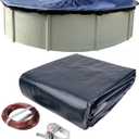 24’ ft. Round Pool Winter Cover for Above Ground Pools  Cold and UV Resistant, Weatherproof and Durable, Winch & Cable Included
