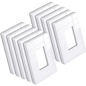 [10 Pack] BESTTEN 1 Gang Screwless Decorative Wall Plate, Mid-Size H4.88" x W3.11", USWP6 Gloss Snow White, Faceplate Cover for Decorator Receptacle Outlet & Switch