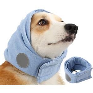 Dog Ear Muffs Dog Head Ear Warp Noise Protection (L-Head Circle(17.7"~23.6"), Black), L-Head Circle(17.7"~23.6")