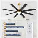 Fanbulous 65 Inch Ceiling Fans with Lights and Remote, Gold Indoor/Outdoor Ceiling Fan with Quiet Reversible DC Motor, 6 Speeds, 3CCT, 8 Blades Large Ceiling Fan for Living Room Bedroom Patio