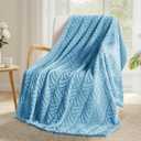 Whale Flotilla Flannel Fleece Throw Blanket for Couch, Soft Fluffy Velvet Sofa Blanket, Decorative Vintage Pattern, Cozy Warm Lightweight for Spring Summer, 50x60 Inch, Stone Blue