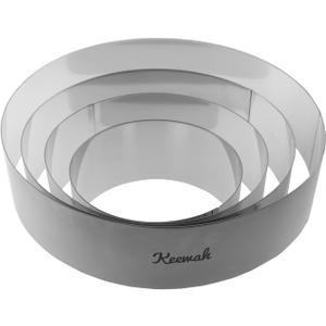 Keewah Round Mousse Cake Ring Set, 6/8/10/12 inch, 4 Piece, Stainless Steel