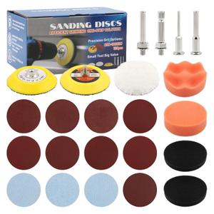 Sanding Disc Drill Polishing Kit Sanding Attachment, 120 pcs 3 Inch Wet Dry Sandpaper Grit 60 to 10000 with Shafts Sanding-Pads Foam Buffering Pad for Car Metal Wood Glass Resin(Color:Mixed Colors)
