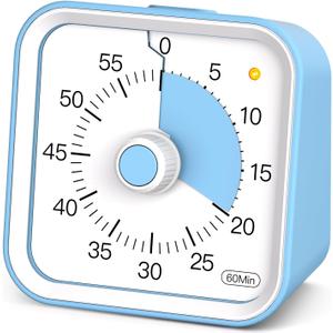 InfPokid Visual Timer for Kids with Pause Function, 60 Minute Countdown Timer for Kids Desk Study, Teaching, Kitchen Cooking, Office Meetings, Time Management for ADHD (Blue)