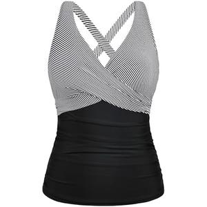 Firpearl Women Underwire Tankini Top Only Twist V Neck Swimsuits for Big Busted Ruched Tummy Control Bathing Suits Top, L