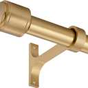 Warm Gold Curtain Rods for Windows 16 to 150 Inch, 1 Inch Diameter Blackout Curtain Rod with Aluminum Cylinder Finials and Full Surround Brackets, Window Curtain Rod for Wall and Ceiling Mount