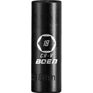 BOEN 1/2" Drive Deep Impact Socket,18mm Premium Socket,Metric,6 Point,Cr-V Steel with Laser Marking - Strong and Durable