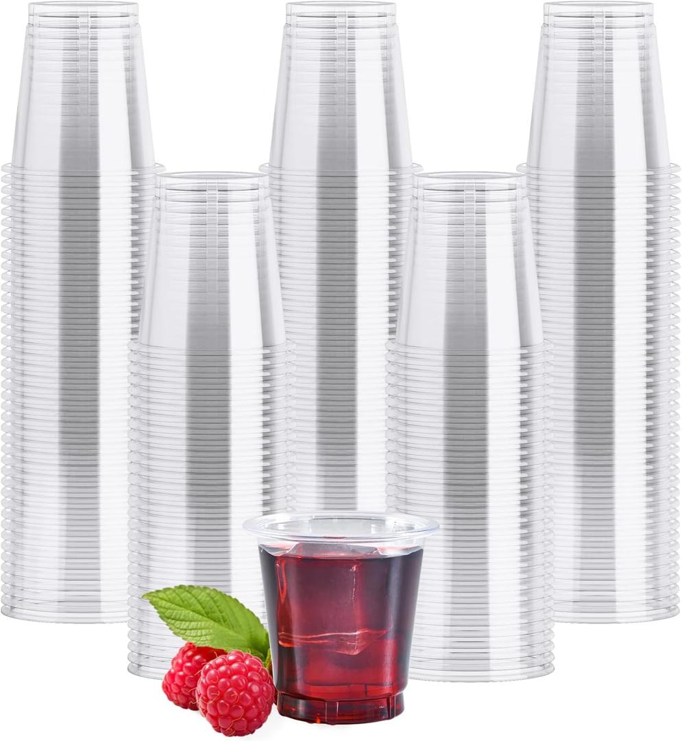 JOLLY CHEF 500 Pack 2 oz Plastic Shot Glasses, Clear Disposable Cups, Plastic Shot Cups Disposable for Jelly Shots, Wine Tasting, Food Samples,Thanksgiving Party, Wedding, Christmas
