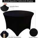 2 Pack 5FT Round Spandex Tablecloth 60" Round Elastic Table Cover Washable Wrinkle Resistant Fitted Table Cloth for Wedding Party Birthday Banquet Bar Events(Black)