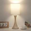 Bedside Touch Lamp, 3 Way Dimmable Touch Control Table Lamp, Wood Grain Farmhouse Table Lamp, Modern Nightstand Lamp with White Shade for Bedroom, Dorm, Office, 3000K LED Bulb Included