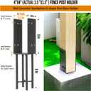 1 Pack Heavy Duty Stainless Steels U-Shape 4"x4"(Actual 3.5"x3.5") Wet Concrete Fence Post Holder, Psot Base, for Fence, Deck Railing, Pergola Wood Post Bracket Anchor (Dark Grey)