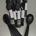 RayPard Reusable Plastic Serving Utensils Set of 24, Wheat straw Large Serving set 10" Serving Spoons/10" Slotted Spoons/9.4" Tongs, for Party Buffet Catering (Black, Not for Cooking)
