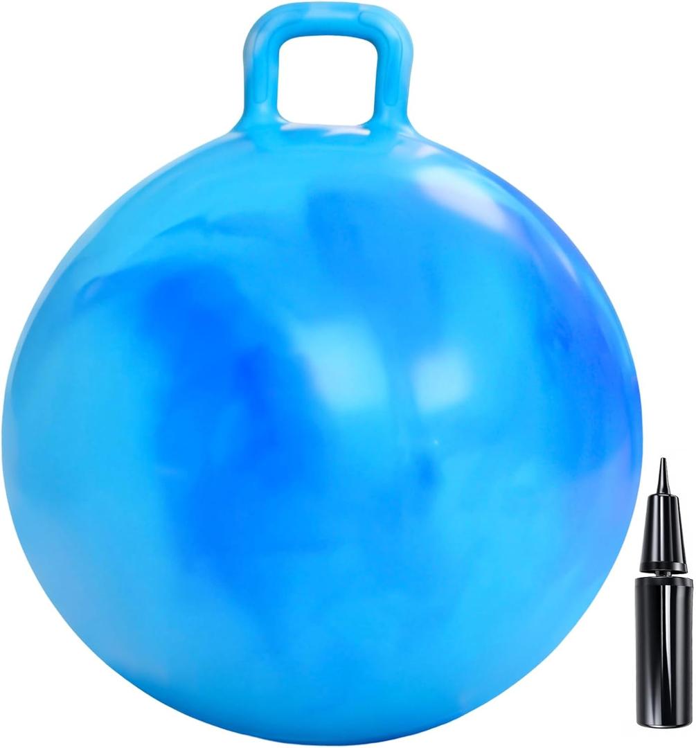 Hopper Ball for Kids Adults & Teens, 28 Inch Clouds Bouncy Ball with Handle, Sit On Hippity Hop Exercise with Air Pump, Jumping Hopping Toys Active Play for Family Activities Indoor Outdoor Fun Races