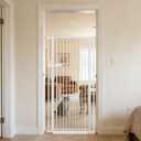 Lumizone Extra Tall Cat Gate 55.12" High Pressure Mounted 29.92"-34.24" Extra Wide 1.37" Gap No Drilling Auto-Close One-Handed Operation Tall Pet Gate for Dogs(White, 55.12" H x 29.92"-34.24" W)