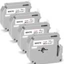 Anycolor M-K231 PTM95 Label Tape Compatible with Brother M Tape P Touch 12mm 0.47 White, M-K231s MK231 M231 for Brother PT-M95 PT-70BM PT-90 PT-85 PT65 45 Ptouch Label Maker Refills, 4 Pack (Black on White)