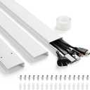 47in TV Cord Hider, YCLYC Cord Hider for Wall Mount TV, Large Cable Hider, Paintable Wire Covers for Cords, Cable Management Cord Organizer, Wire Hiders for TV on Wall 3*L15.7in W2in H0.7in, White