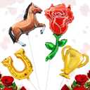 4 Pcs Kentukey Derby Balloons Set 30x28Inch Giant Western Cowboy Balloons Run for the Roses Horse Racing Decorations for Kentucky Cowboy Birthday Baby Shower Western Cowgirl Party