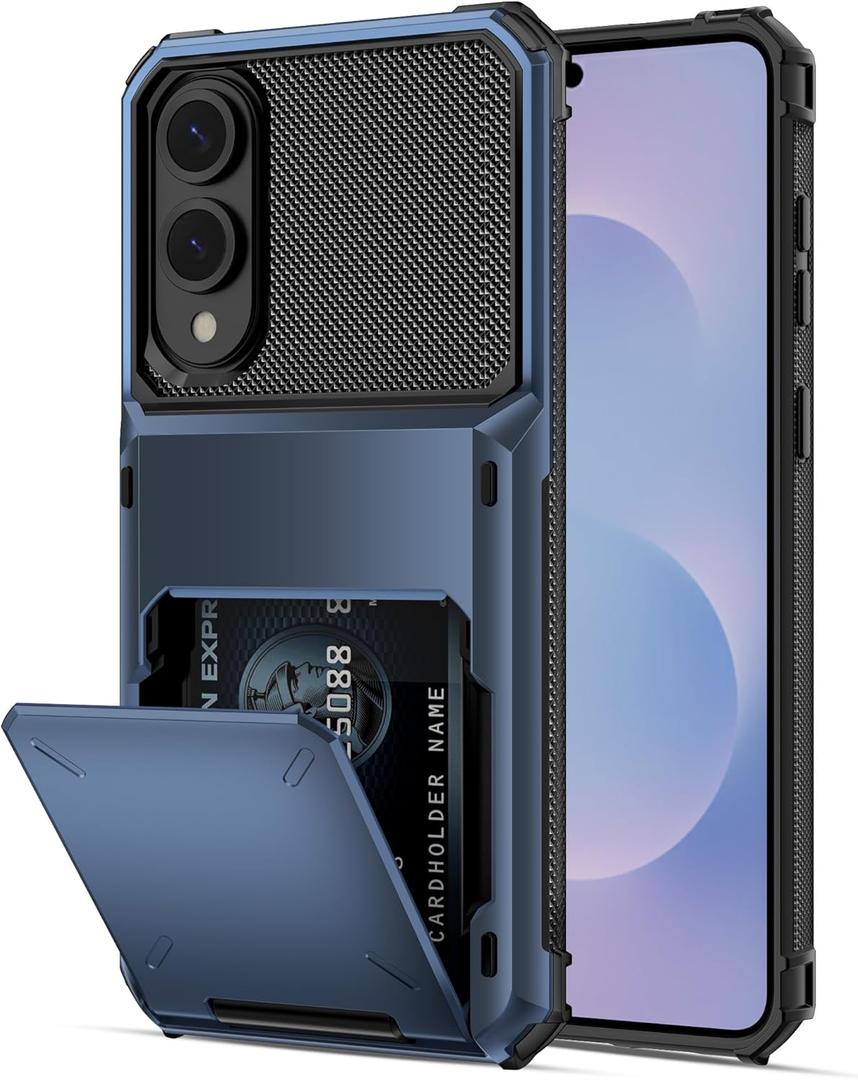 COOYA Wallet Case for Samsung Galaxy S25 Edge 6.7'' Navy, 3-5 Credit Cards Holder, Slot Flip Cover Back Pocket, Dual Layer Protective Hard Shell+Soft TPU Rubber Inner, Bumper Armor, Non-Slip, Women