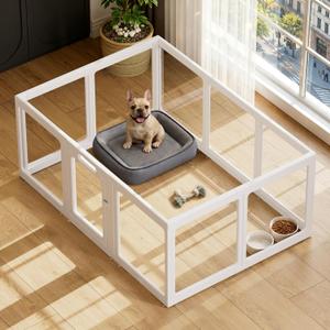Acrylic Dog Playpen Indoor，Exercise Pen with Door, 24" H, White, 10 Panels