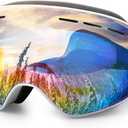 EXP VISION Snowboard Ski Goggles Men Women Youth, Anti Fog OTG Winter Snow Goggles Spherical Detachable Lens (Pink)