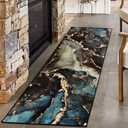 Hallway Runner Rug, Luxury Modern Abstract Marble Texture Carpet for Entryways Hallways Bedroom Laundry Room Kitchen Floor Runner (Green, 2x6 Ft)