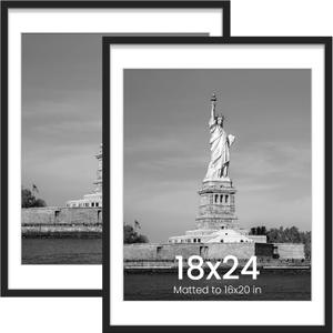 ENJOYBASICS 18x24 Picture Frame, Display Poster 16x20 with Mat or 18 x 24 Without Mat, Wall Gallery Photo Frames, Black, 2 Pack