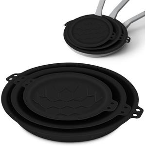3 Piece Set Silicone Pan Protectors (Includes 8",10",12"), Pan Separators for Stacking Compatible with Hexclad, Tfal, All-Clad Nonstick Frying Pans and More, Cookware Protector, Dishwasher Safe, Black