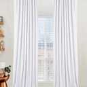 100% Blackout Shield Linen Blackout Curtains for Bedroom 84 Inches Long, Back Tab/Rod Pocket Living Room Drapes, Thermal Insulated Blackout Curtains 2 Panels Set, 50" W x 84" L, Bright White