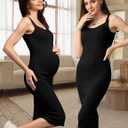 SUNNYBUY Women's Ribbed Knit Maternity Dress Summer Sleeveless Bodycon Pregnancy Dresses Casual Tank Outfits Clothes (S)