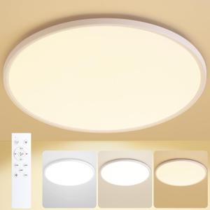 20 Inch Flush Mount Ceiling Light with Remote, 45W Dimmable LED Fixture 4500LM, 3000K-6500K Adjustable, Round Ceiling Lamp for Bedroom, Kitchen, Living Room, Dining Room, Bathroom, White