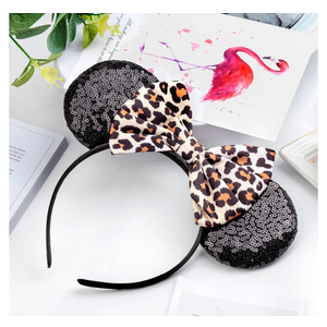 Mouse Ears Headbands with Bow Minnie Ears Cosplay Costume Hair Accessories for Women Birthday Party Decoration