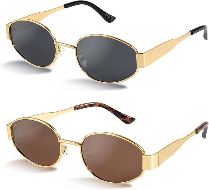 livho 2025 Trendy Oval Sunglasses - Stylish Polarized Shades for Everyday - Retro Metal Frames