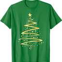 Gold Color Christmas Tree Design T-Shirt Color Kelly Green XS