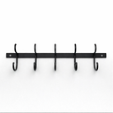 Black Wall Mounted Coat Rack, Decoration Wave Shaped Wall Hooks, Multi-Purpose Hooks for Coat, Hat, Bag, Umbrella, Heavy-Duty Metal Rail for Bedrooms, Living Rooms, Bathrooms(19.69" x 2.56")