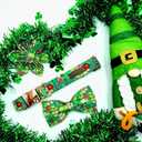 Lionheart glory St. Patrick's Day Dog Collar with Flower-Lucky Clover Shamrock Dog Bow Collar for Medium Dogs Green Spring Trefoil Dog Collar Flowers Adjustable Heavy-Duty Collar Pet Gift (Medium (Pack of 1)