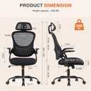 Sweetcrispy Home Office Managerial Executive Chair, High-Back Mesh with Adjustable Headrest, Flip-up Armrest Comfortable Lumbar Support, Comfy Arms for Bedroom,Study,Student, 20.08"D&High Back&Flip-up Arm